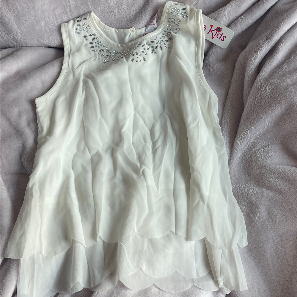Elegant White Sleeveless Kids Top